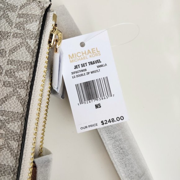 NWT Michael Kors Large Double Zip Wristlet in Vanilla - Picture 9 of 11